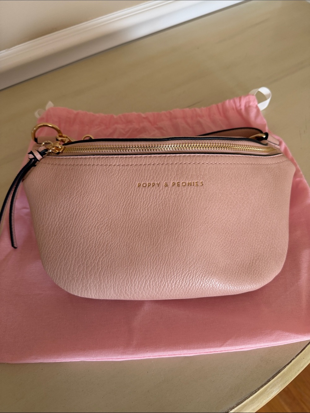 Poppy & Peonies Blush Pink Pebbled Vegan Leather Sidekick Crossbody